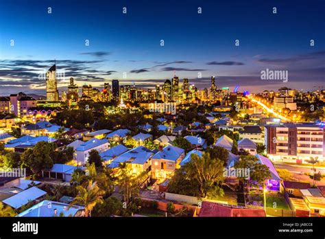 Brisbane City skyline at sunset Stock Photo - Alamy