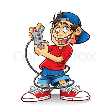 Cartoon young people are playing games ... | Stock vector | Colourbox