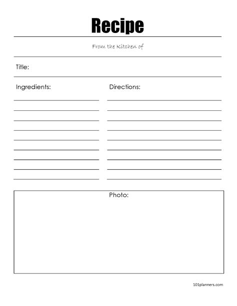 Recipe Sheet Printable Recipe Page Template Blank Recipe, 54% OFF