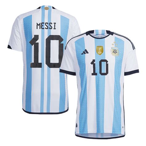 Camiseta Selección Argentina Titular Authentic 2023 Tres Estrellas + #10 Messi + Parche de ...