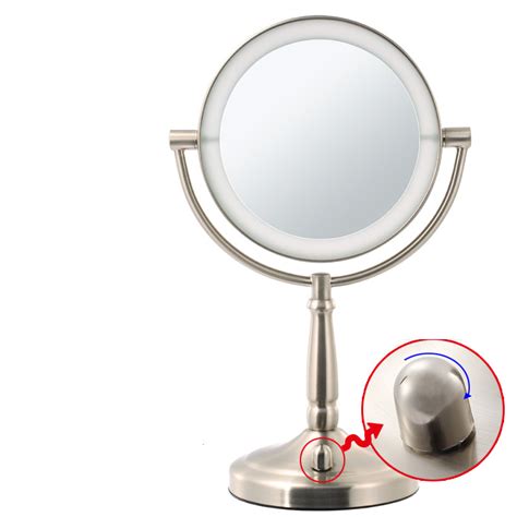 Double Sided Makeup Mirror With Lights 5X Metal