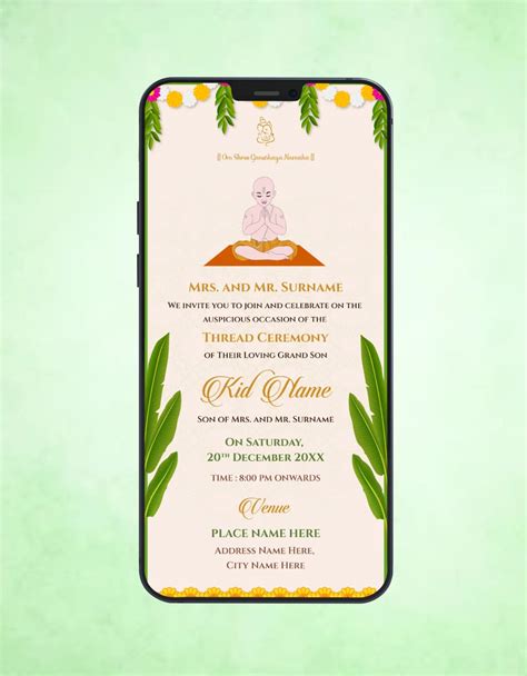 Traditional Thread Ceremony Invitation Card