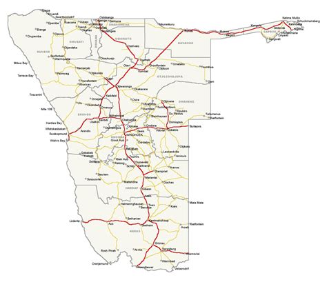 Detailed simplified roads map of Namibia. Namibia detailed simplified ...