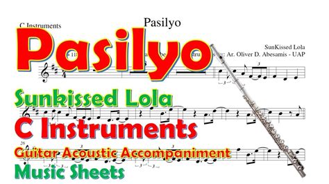 Sunkissed Lola | PASILYO Music Sheet Play Along for C Instruments - FLUTE, VIOLIN Chords - Chordify