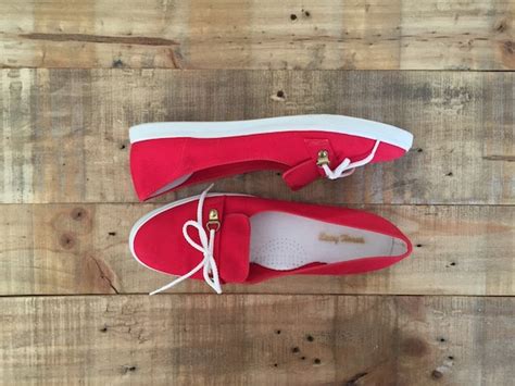 Womens Penny Loafers / Vintage Red Flats / Womens Loa… - Gem