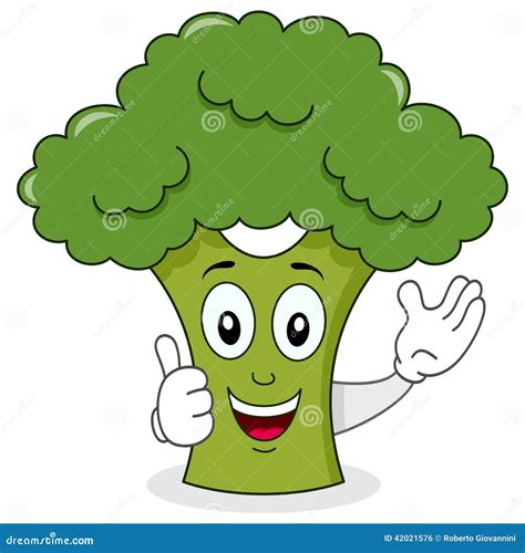 Smiling Broccoli Cute Cartoon Character Vector Illustration | CartoonDealer.com #42021576