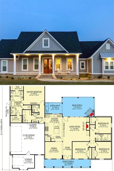 4-Bedroom Single-Story Modern Farmhouse with Bonus Room (Floor Plan) | House plans farmhouse ...