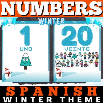 Spanish Numbers 1 - 20 Winter Theme Flashcards Printable Pre-K and ...