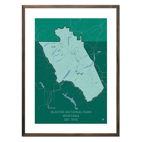 Glacier National Park Poster | National Park Map | Muir Way