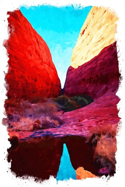 Premium Photo | Uluru watercolor style landscape