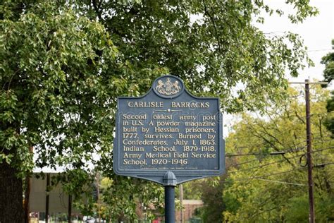 Sign with History of Carlisle Barracks in Carlisle, Pennsylvania Editorial Stock Photo - Image ...