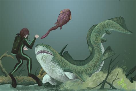 Diving with Orthacanthus by HodariNundu on DeviantArt | Prehistoric animals, Prehistoric ...