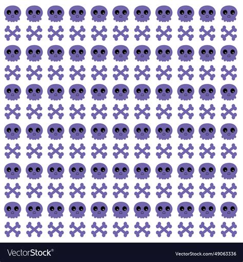 Halloween purple skeleton heads with bones patten Vector Image