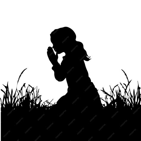 Premium Vector | Girl Praying Silhouette Vector illustration