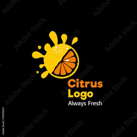 "Fresh citrus logo. Vector sign on black background." Stock image and ...