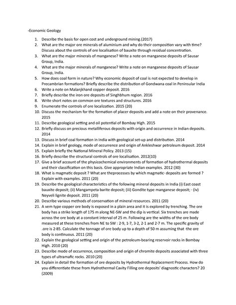 Economic Geology geology geology geology -Economic Geology Describe the basis for open cost and ...