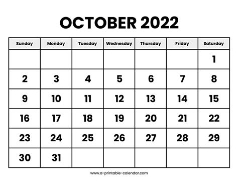 Elementary October Calendar Printable - 2024 CALENDAR PRINTABLE