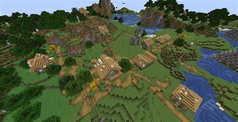 Abandoned Village with a mineshaft underneath X300 Y200 : r/minecraftseeds