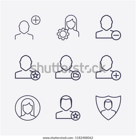 Outline 9 User Icon Set Add Stock Vector (Royalty Free) 1182488062 ...