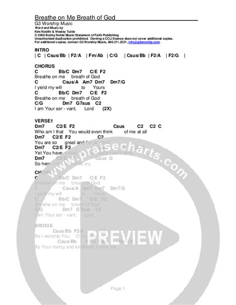 Breathe On Me Breath Of God Chords PDF (G3 Worship) - PraiseCharts