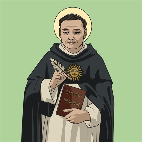 Saint Thomas Aquinas Doctor Theologian Color Vector Illustration ...