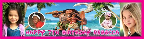 Moana Disney Themed Birthday Banner Moana Birthday Party Banners | Personalised Party Banners ...