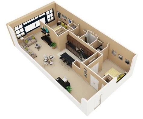 2 Bedroom Apartment/House Plans | Plan maison 3d, Plan maison, Plan appartement