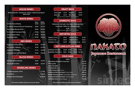 Nakato Japanese Steakhouse & Sushi Bar menu in Springfield, Missouri, USA