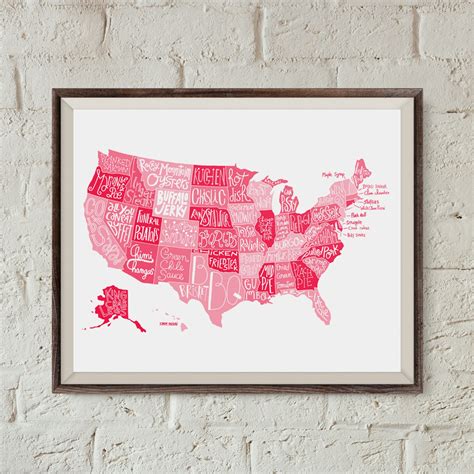 US States Food Map Print Us Wall Art Map Wall Decor Us Map - Etsy