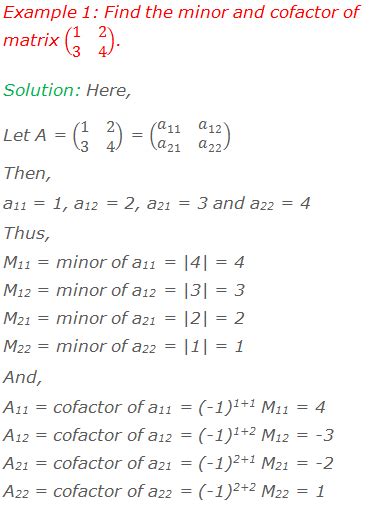 10 Math Problems: Minors and Cofactors of a Matrix