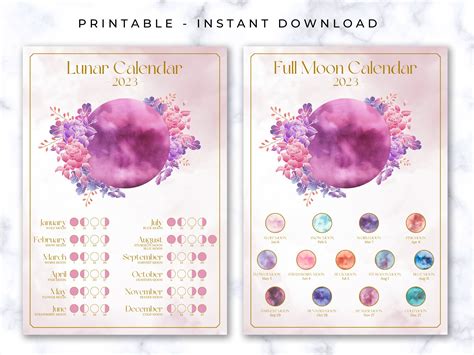 2023 Lunar Calendar, Full Moon Calendar, Printable Moon Phase Calendar ...