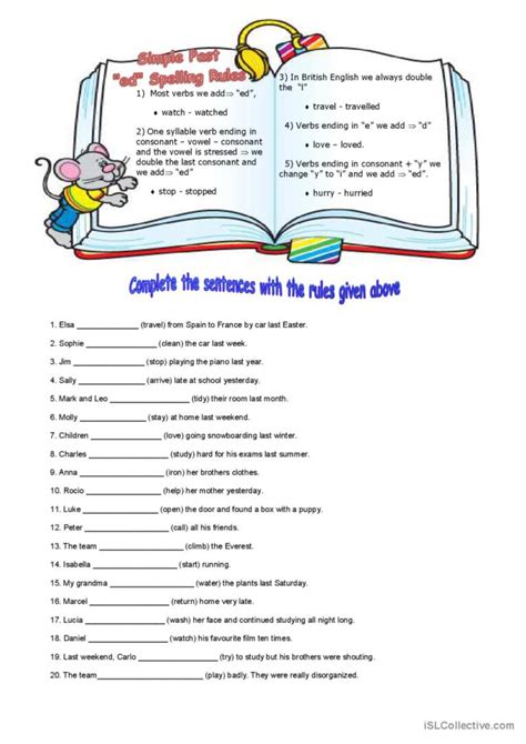 Rules 1. Past Simple - "ed" Spellin…: English ESL worksheets pdf & doc