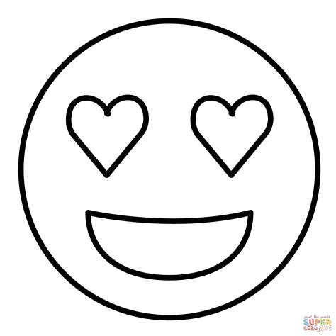 Smiling Face with Heart Eyes Emoji coloring page | Free Printable Coloring Pages