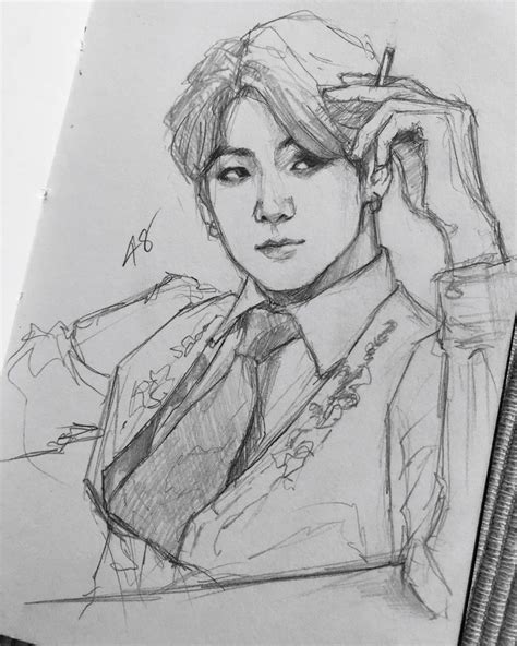 Heat + stress + confusion when sketching these two today 👌 . . . #btsfanart #sketch #jungkook # ...