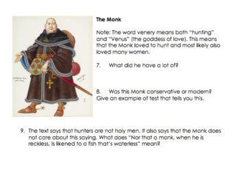 The Canterbury Tales Prologue Prioress, Monk & Friar Questions with Answer Key