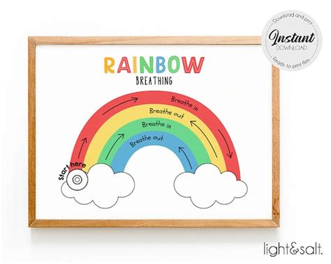 Rainbow Breathing Poster Mindfulness Breathing Calm Down | Etsy Australia