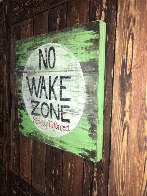 No wake zone weathered wood sign distressed lake beach by ...