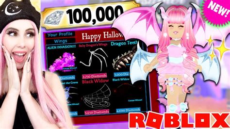 Buying ALL Of The BRAND NEW HALLOWEEN WINGS! 100,000 Diamond SPENDING SPREE! Royale High Update ...