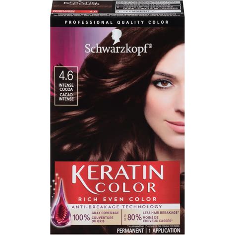 Schwarzkopf Keratin Color Permanent Hair Color Cream, 4.6 Intense Cocoa ...