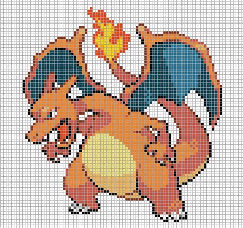 Minecraft Pixel Art Charizard Grid