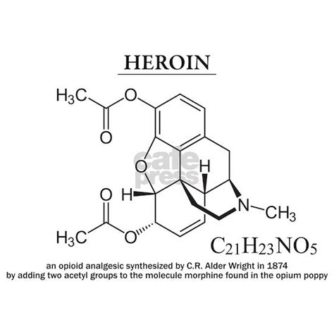 heroin: Chemical structure and formula Tile Coaste by atamas - CafePress