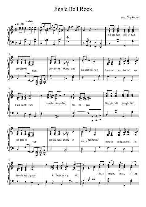 jingle bell rock piano sheet music free Jingle bell rock music sheet ...