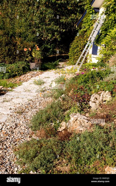 Garden path and rock garden Stock Photo - Alamy