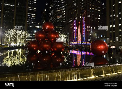 Giant Christmas Ornaments in Manhattan, New York City, USA Stock Photo ...