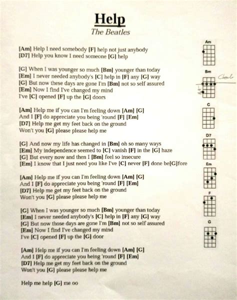 "Help" The Beatles | Ukulele songs, Beatles ukulele, Ukelele chords songs