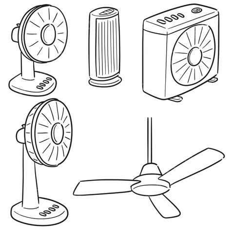 Set Of Fan Blower Ceiling Fan Electric Vector, Blower, Ceiling Fan, Electric PNG and Vector with ...