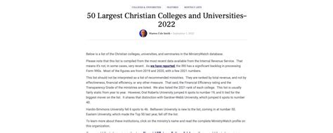 50 Largest Christian Colleges and Universities–2022 – MinistryWatch