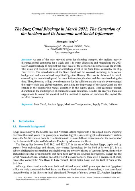 (PDF) The Suez Canal Blockage in March 2021: The Causation of the ...