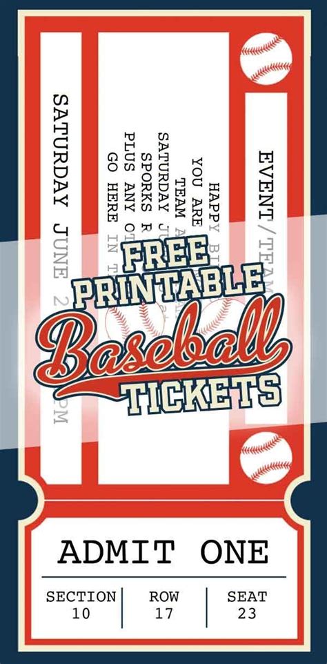 A free printable baseball ticket template to download and use. | Ticket template free, Baseball ...