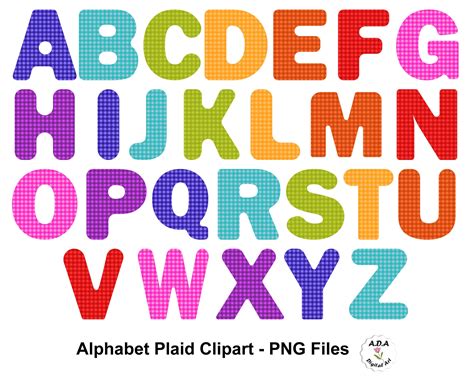 Buy Alphabet Plaid Clipart Alphabet Letters Clip Art Colorful Online in India - Etsy